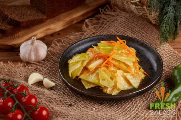 Капуста с хреном и яблоком по-корейски оптом на Fresh-Salads.ru